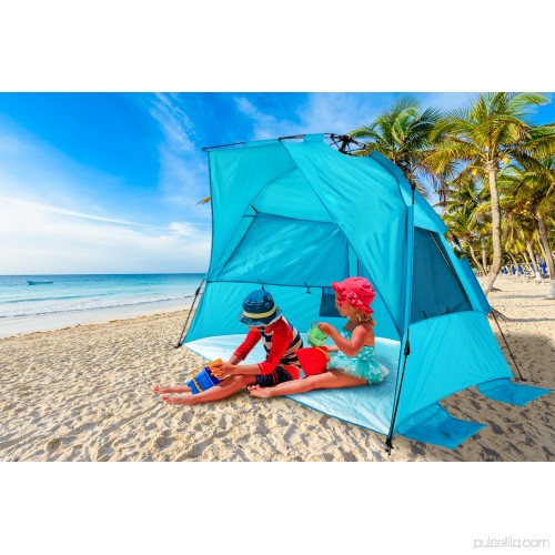 Blue Portable Instant Sun Shelter Anti UV Beach Tent Outdoor Instant Portable Cabana Beach Shade for 2-3 Person Camping& Travel 
